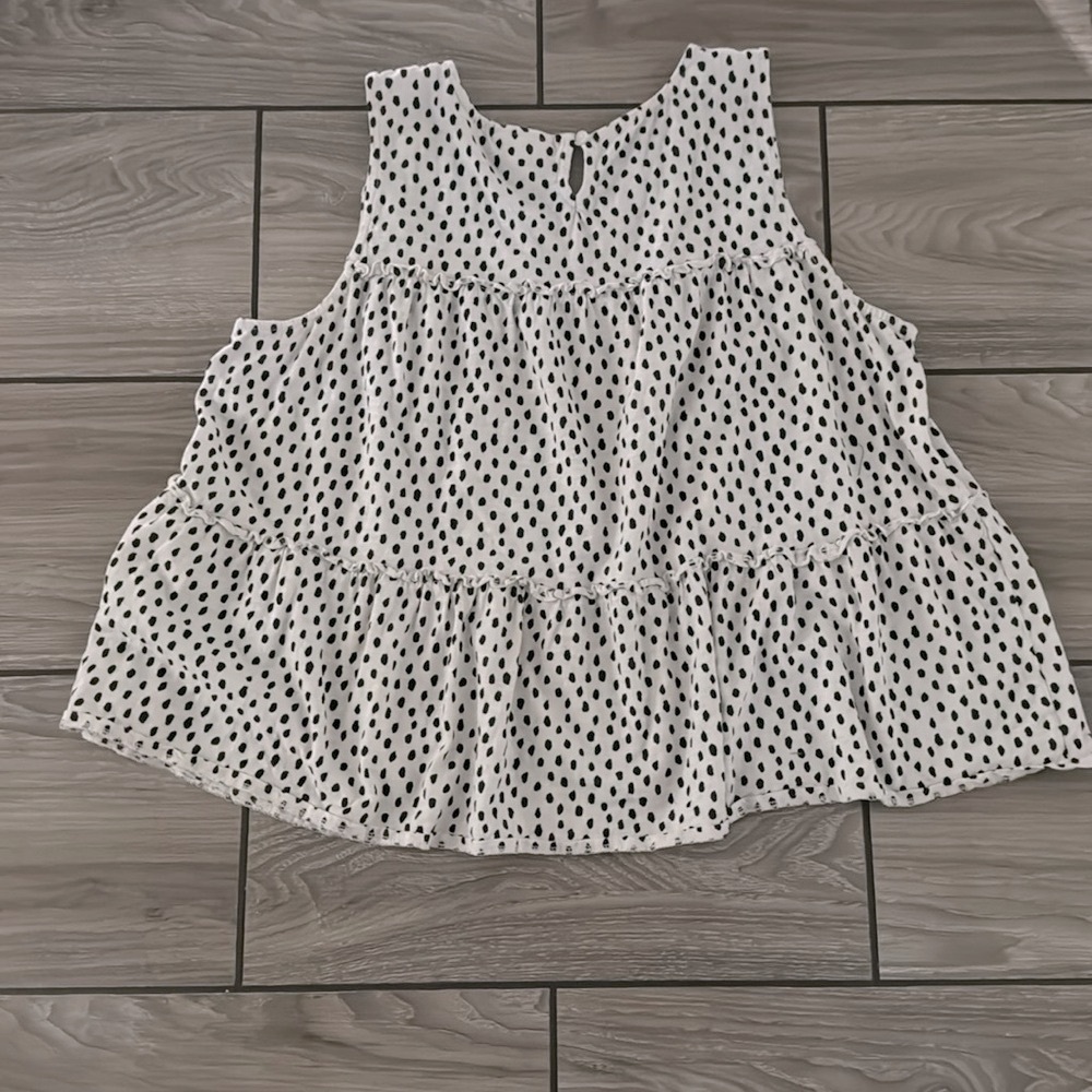 Style & Co  Black and Cream Tiered Top